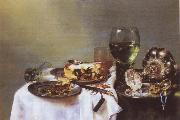 Willem Claesz Heda Breakfast Talbe with Blackberry Pie oil on canvas